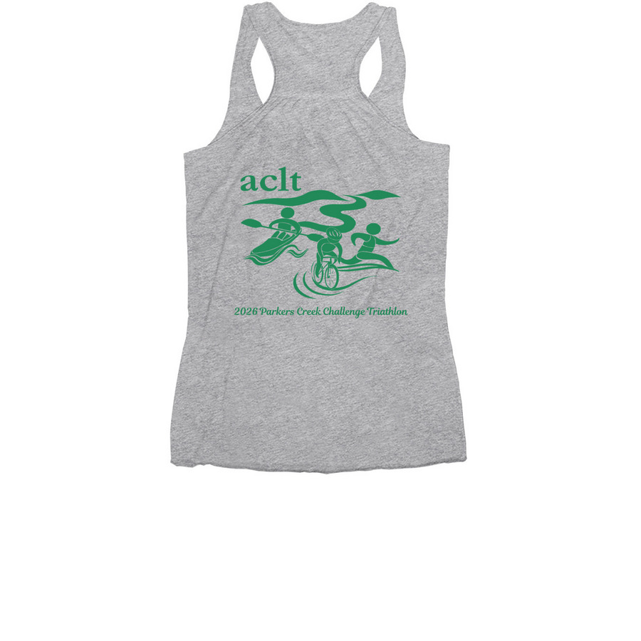 ACLT 2026 PCC-Green Logo, a Athletic Heather Women's Racerback (back-view)