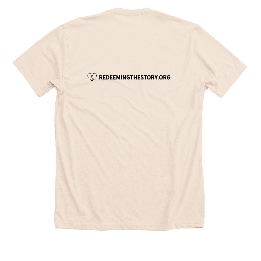 Redeeming The Story, a Heather Soft Cream Premium Unisex Tee (back-view)