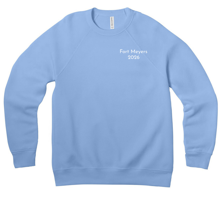 Fort Meyers 2026, a Carolina Blue Premium Raglan Crewneck Sweatshirt