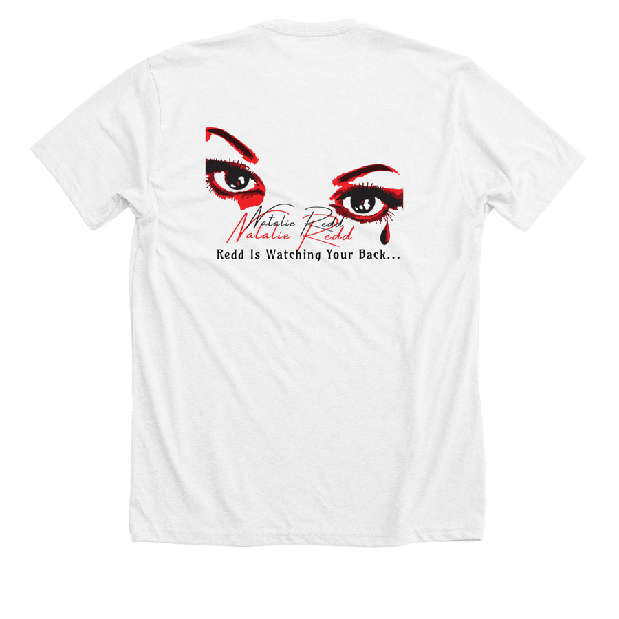 Watch Your Back, a Solid White Blend Premium Unisex Tee (back-view)