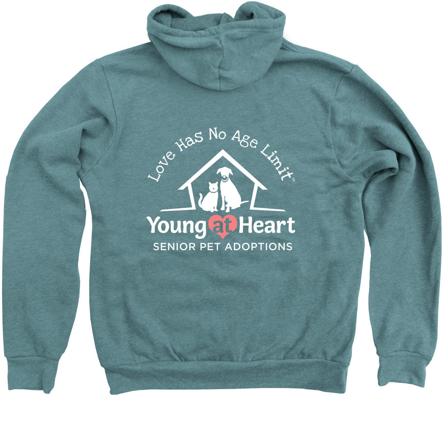 Hoodies for the Love of Senior Pets!, a Heather Deep Teal Zip Up Hoodie (back-view)