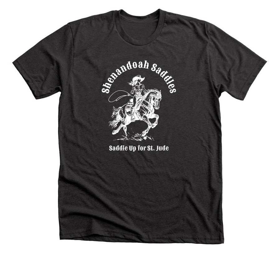 Shenandoah Saddles, a Dark Grey Heather Premium Unisex Tee