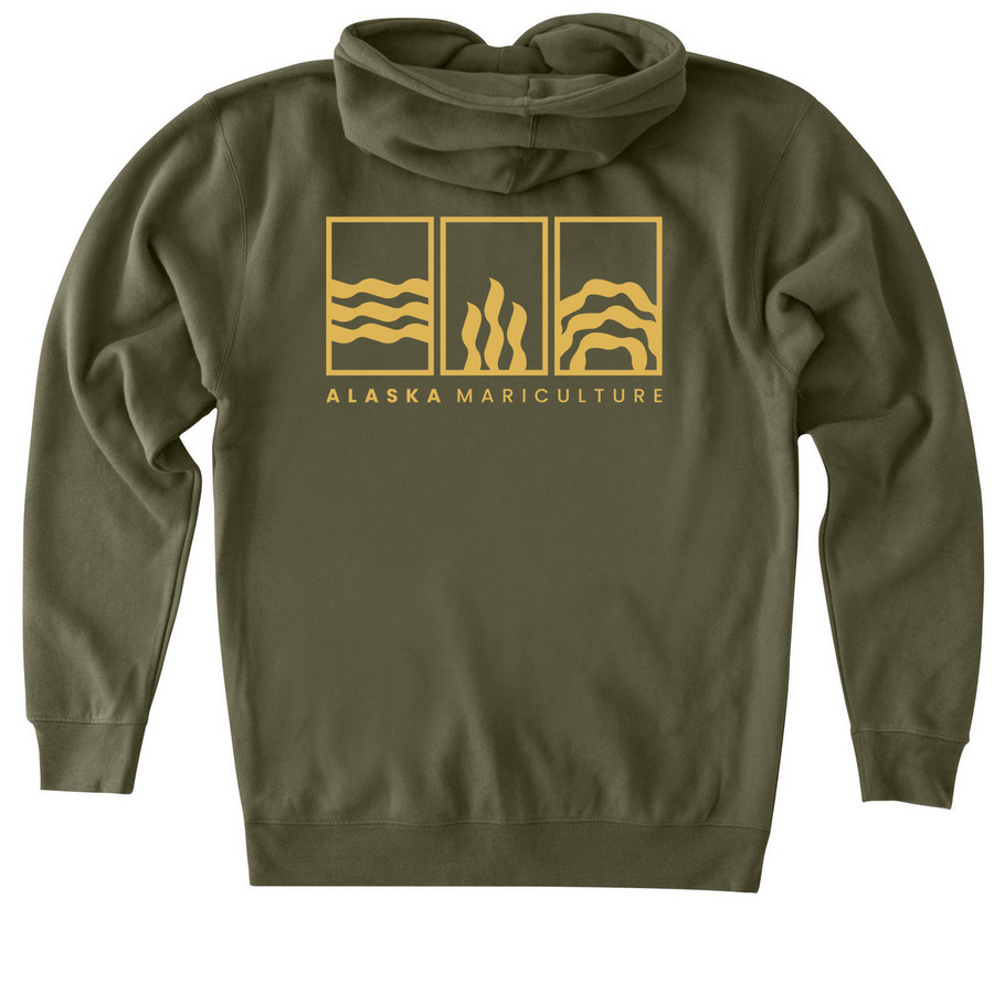 Alaska Mariculture Heavyweight Zip, a Army Heavyweight Zip Up Hoodie (back-view)