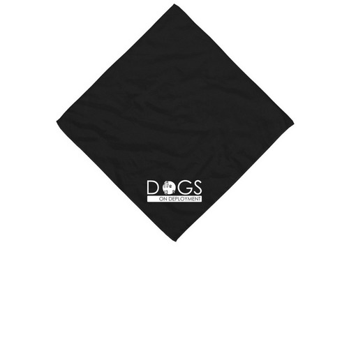 Dogs on Deployment Bandanas (White Logo), a Black Cotton Bandana
