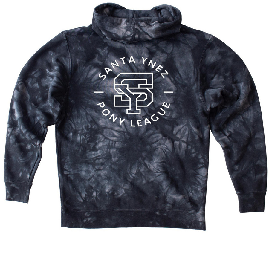 Youth Modern Logo Sweatshirt, a Black Youth Tie Dye Pullover Hoodie (back-view)