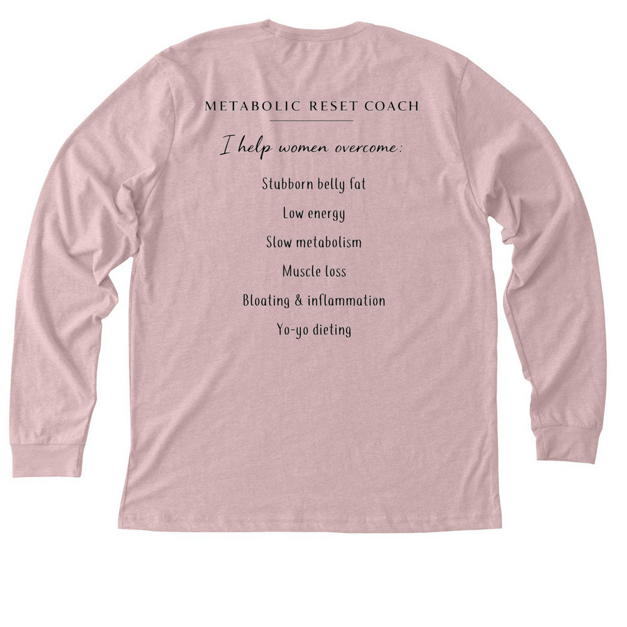 Ladies RESTORED?light weighted long sleeve&nbsp;, a Heather Pink Gravel Premium Long Sleeve Tee (back-view)