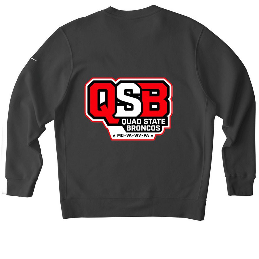 New QSB Logo Nike Collection, a Anthracite Nike Club Fleece Crewneck Sweatshirt (back-view)