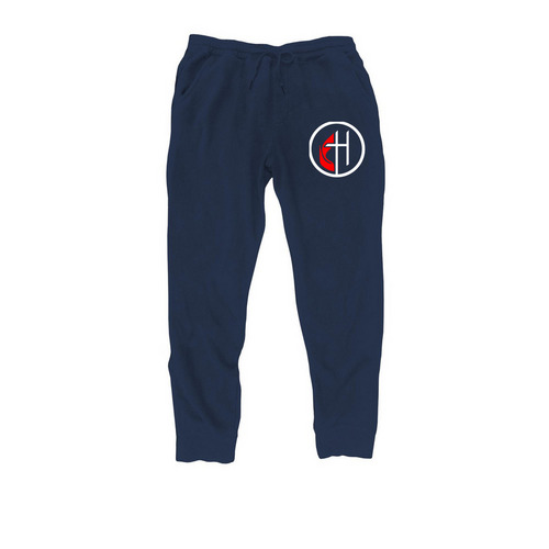 Logo Sweats, a Classic Navy Midweight Fleece Joggers