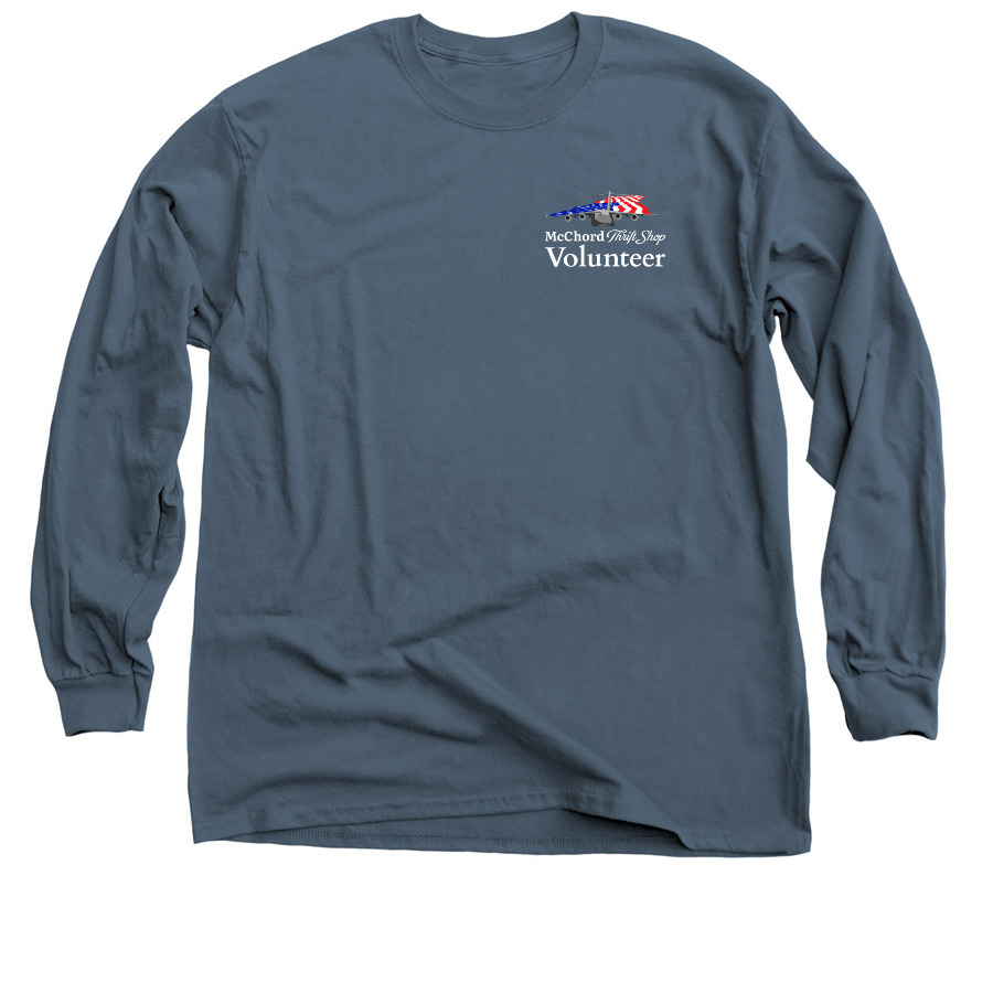 Long Sleeve Volunteer Shirt - White text, a Indigo Classic Long Sleeve Tee