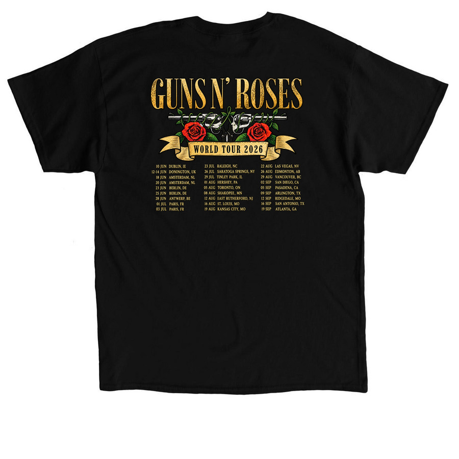 Guns N Roses Pasadena Event Tee, a Black Classic Unisex Tee (back-view)
