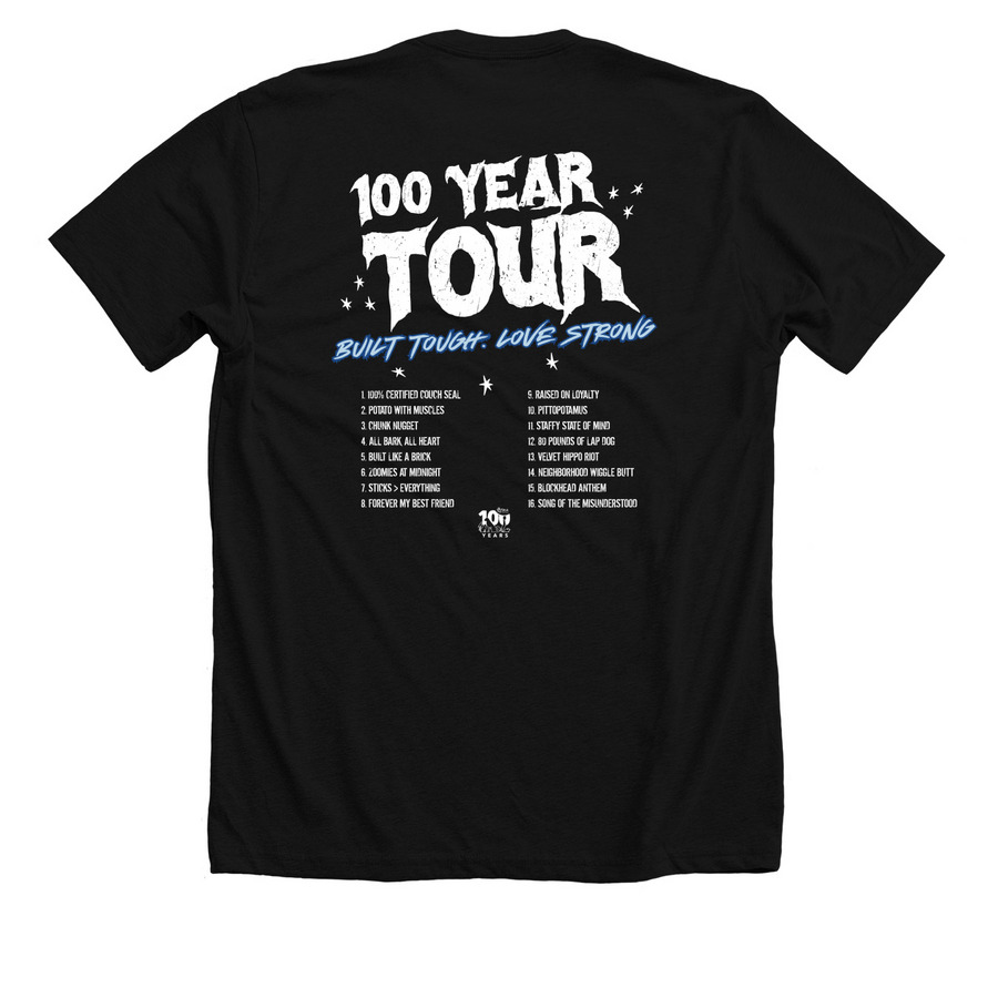 The Couch Hippos, a Solid Black Blend Premium Unisex Tee (back-view)