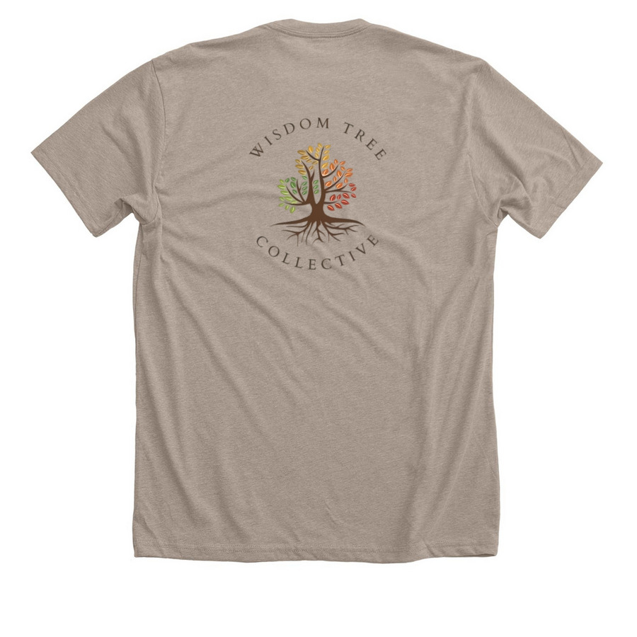 Together, We are Wiser, a Heather Stone Premium Unisex Tee (back-view)