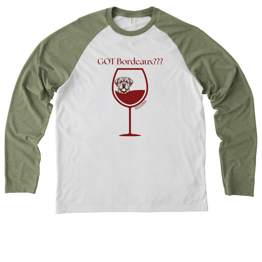 Got Bordeaux Shirts & Hoodies, a Olive You Green/ Bright White Allmade Eco Triblend Colorblock Raglan Long Sleeve Tee