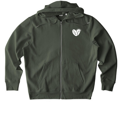 Mito Heart - Zip-Up (Adult), a Khaki Green Stanley/Stella Unisex Cultivator 2.0 Zip Up Pullover Hoodie