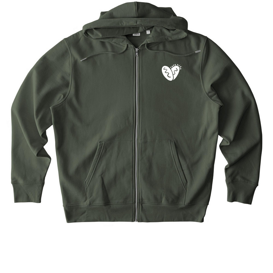 Mito Heart - Zip-Up (Adult), a Khaki Green Stanley/Stella Unisex Cultivator 2.0 Zip Up Pullover Hoodie