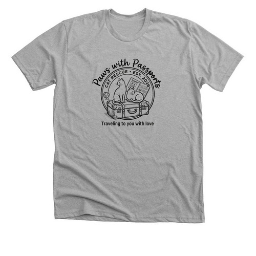 Paws With Passports Merch, a Athletic Heather Premium Unisex Tee