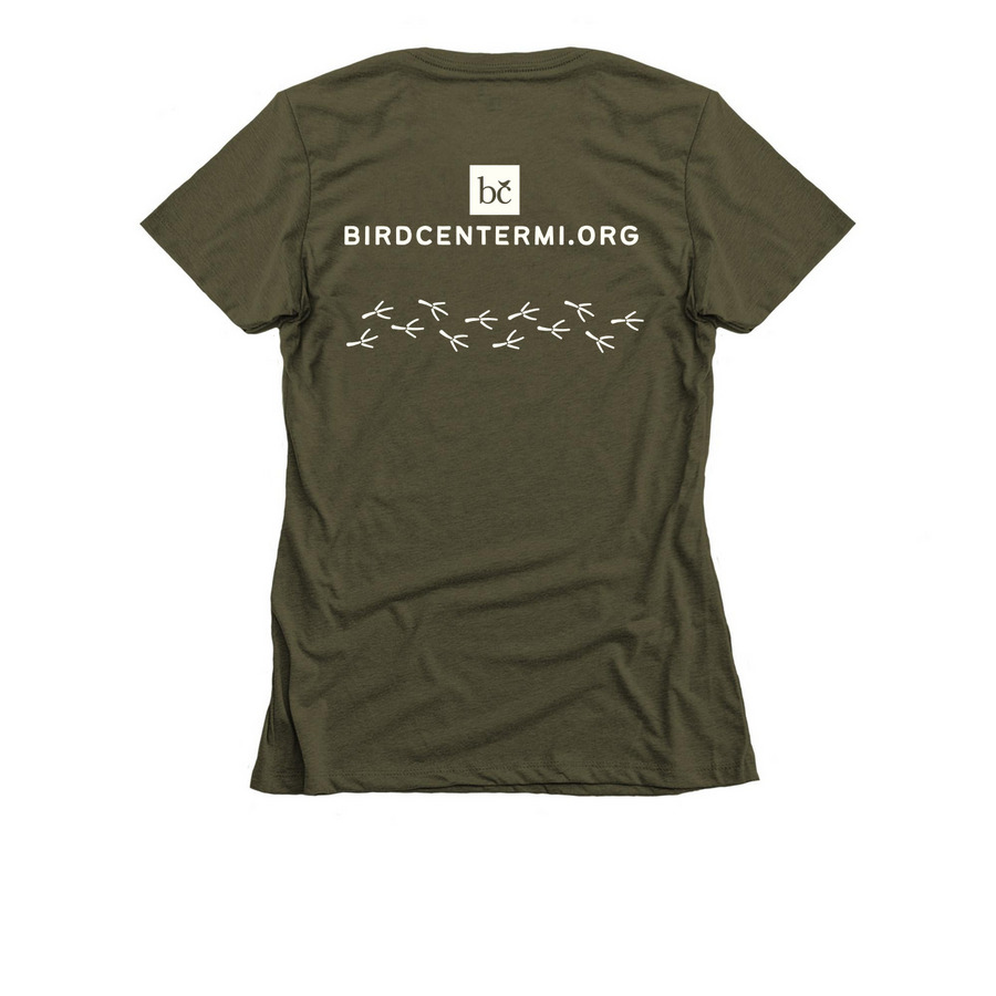 Bird Nerd - Dark, a Military Green Women's Slim Fit Tee (back-view)