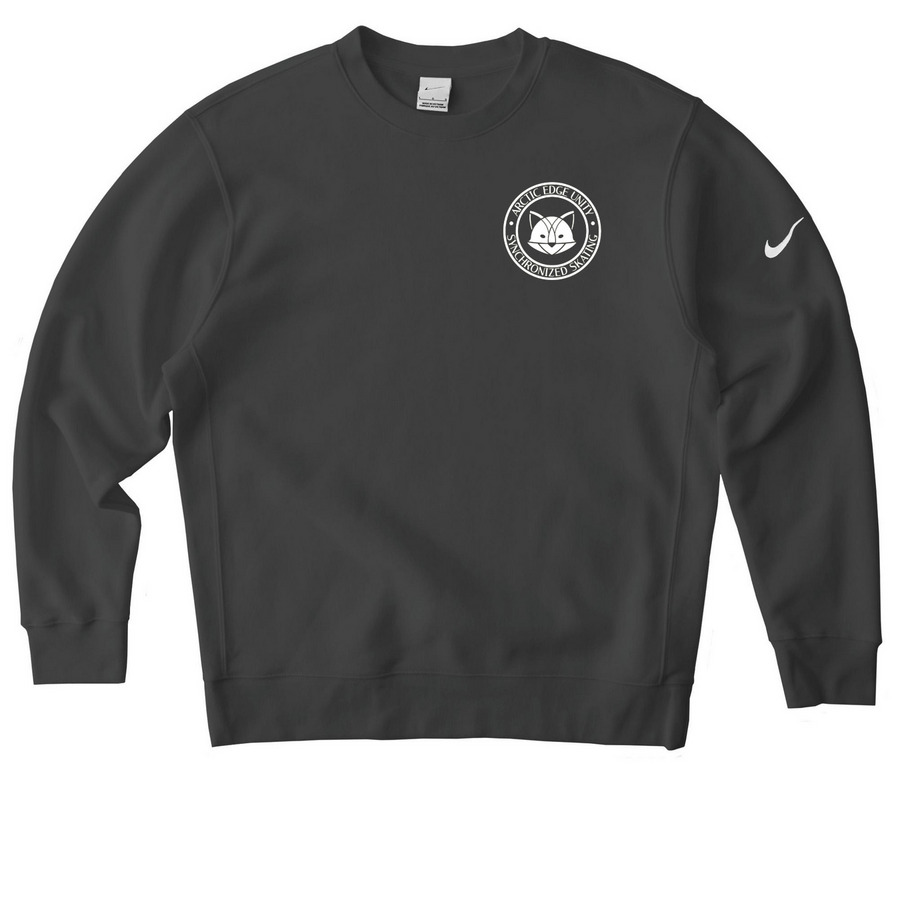 AEU Nike Fleece Logo Crewneck, a Anthracite Nike Club Fleece Crewneck Sweatshirt