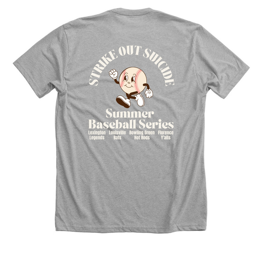 Strike-Out Suicide T-shirt, a Athletic Heather Premium Unisex Tee (back-view)