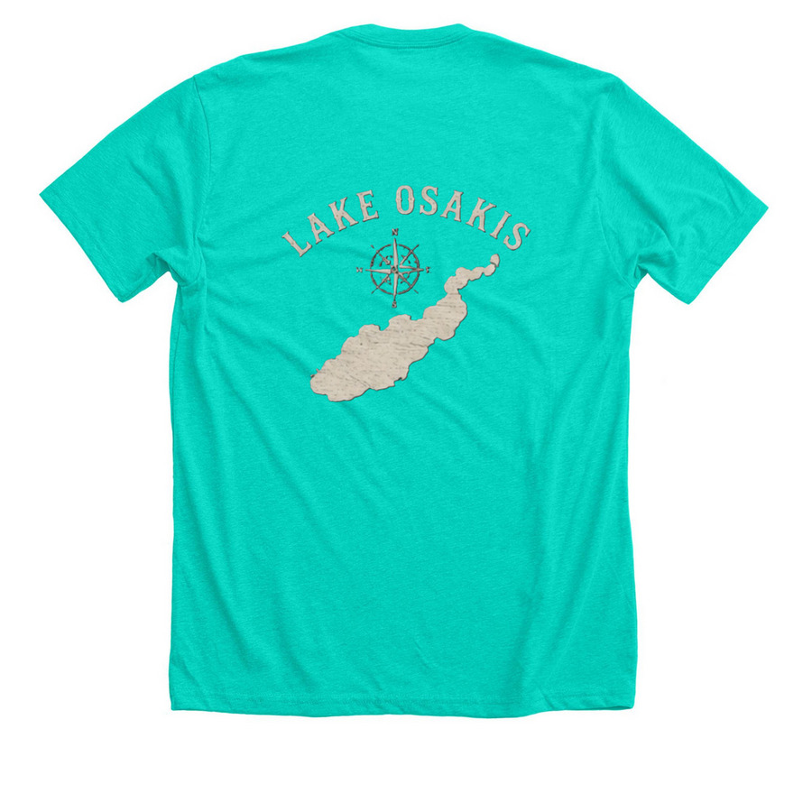 Lake Osakis Clothing, a Heather Sea Green Premium Unisex Tee (back-view)