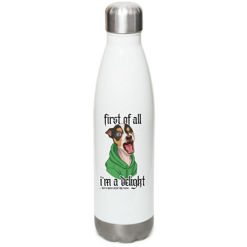 Corn Says Hydrate!&nbsp;, a White Stainless Steel Water Bottle