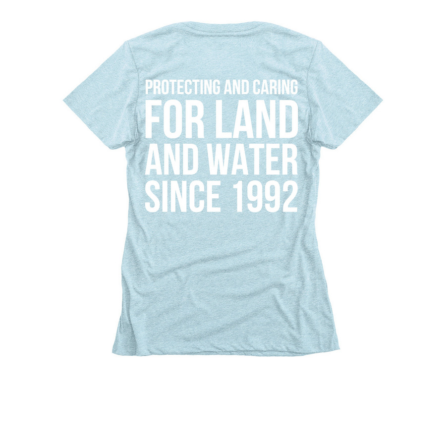 Protecting and Caring, a Ice Blue Women's Slim Fit Tee (back-view)