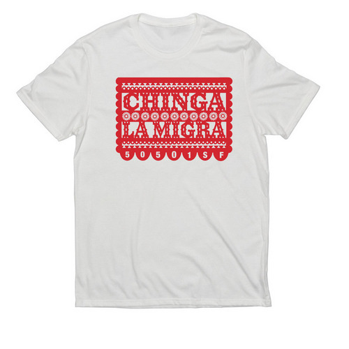 Chinga La Migra (red), a Fairly White Allmade Eco Triblend Unisex Tee