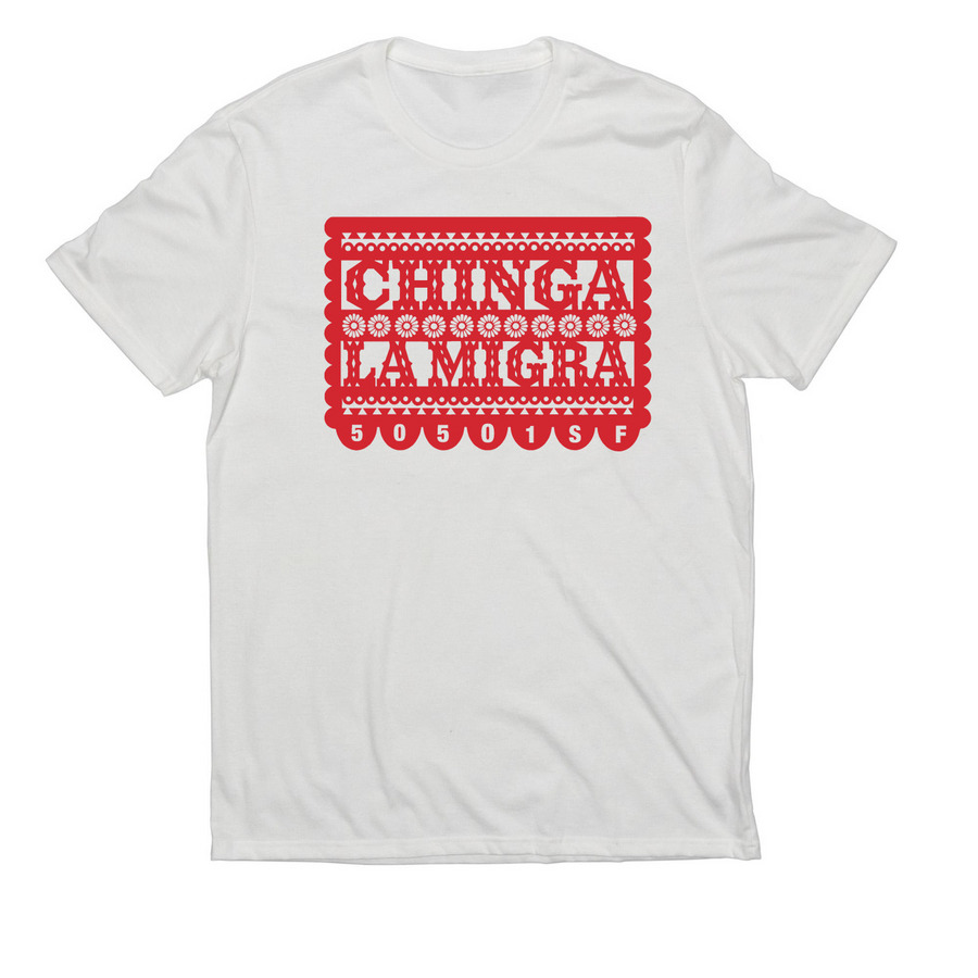 Chinga La Migra (red), a Fairly White Allmade Eco Triblend Unisex Tee