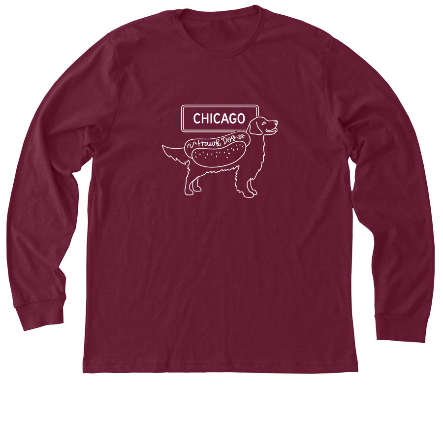 Chicago Hawk Dog outline, reds, a Heather Cardinal Premium Long Sleeve Tee