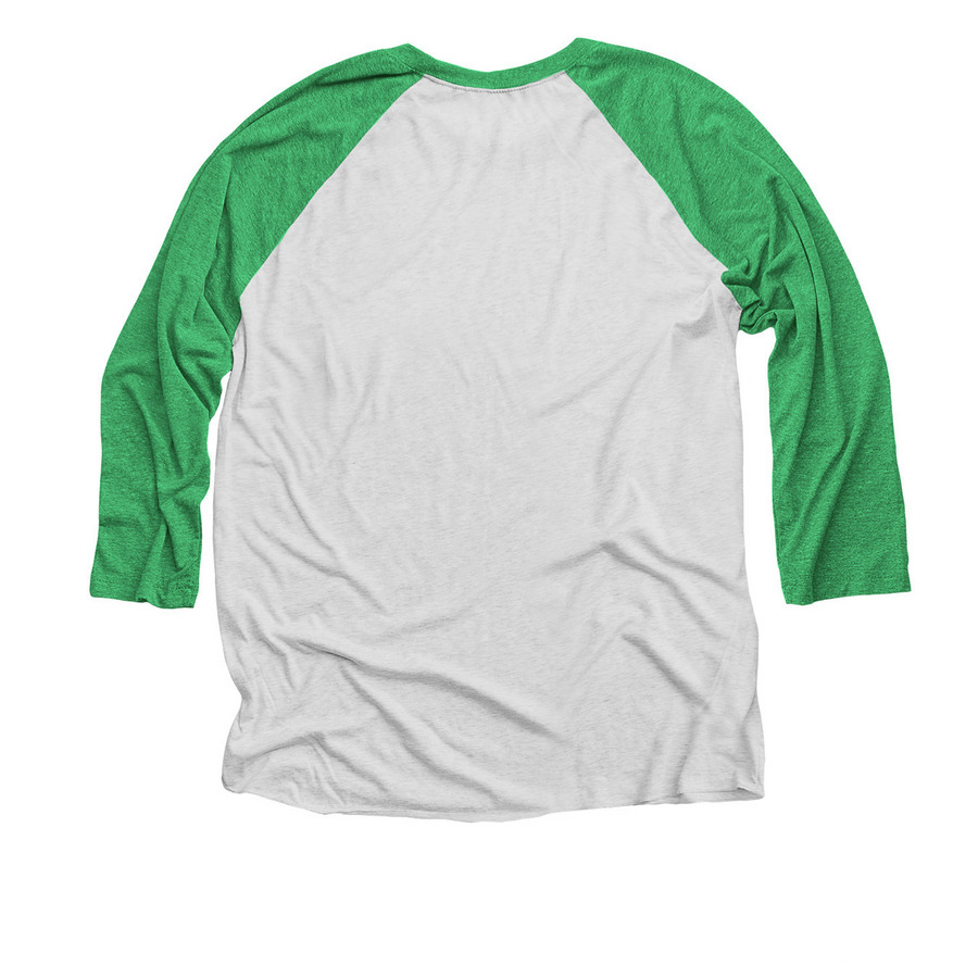 Equine Therapist Classic Collection- Style 2, a Envy and Heather White 3/4 Sleeve Baseball Tee (back-view)