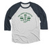 Adroit Lifting League, a Indigo and Heather White 3/4 Sleeve Baseball Tee
