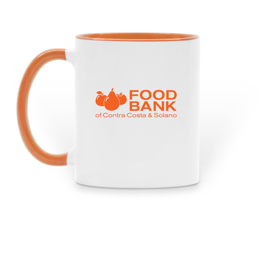 Hunger Action Heroes Mug, a Orange Two-Tone Ceramic Mug (back-view)