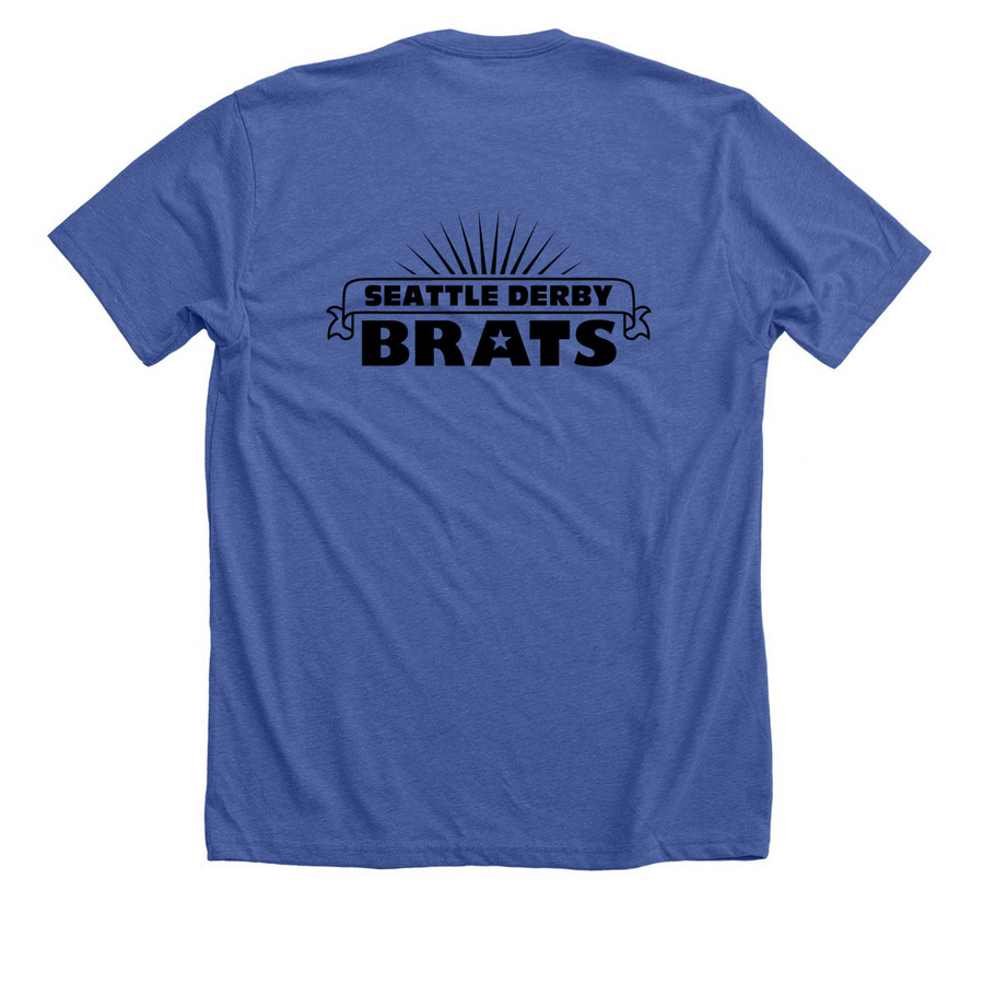 Seattle Derby Brats - Black Logo, a Solid True Royal Premium Unisex Tee (back-view)