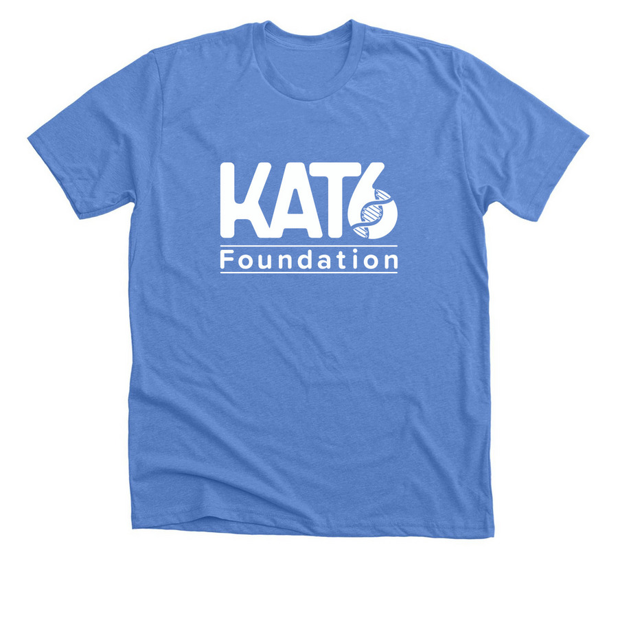 White Logo Tees&nbsp;, a Heather Columbia Blue Premium Unisex Tee