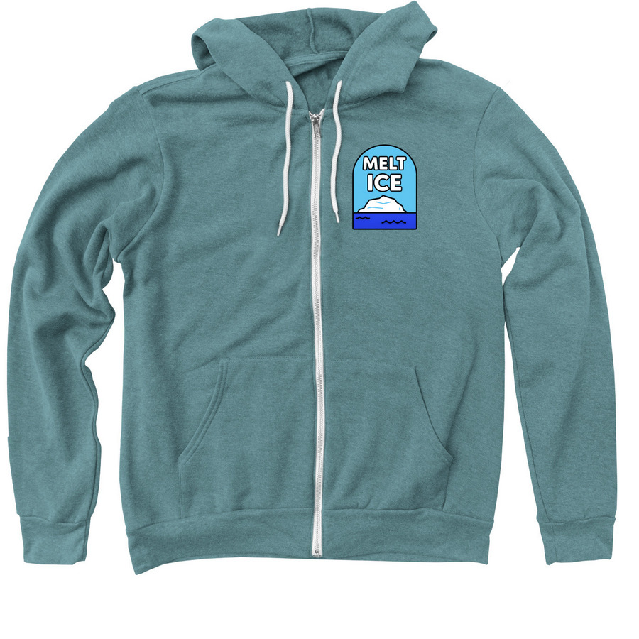 Melt Ice, a Heather Deep Teal Zip Up Hoodie