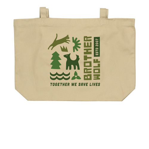 Together We Save Lives in Green!&nbsp;, a Oyster Large Organic Cotton Tote Bag