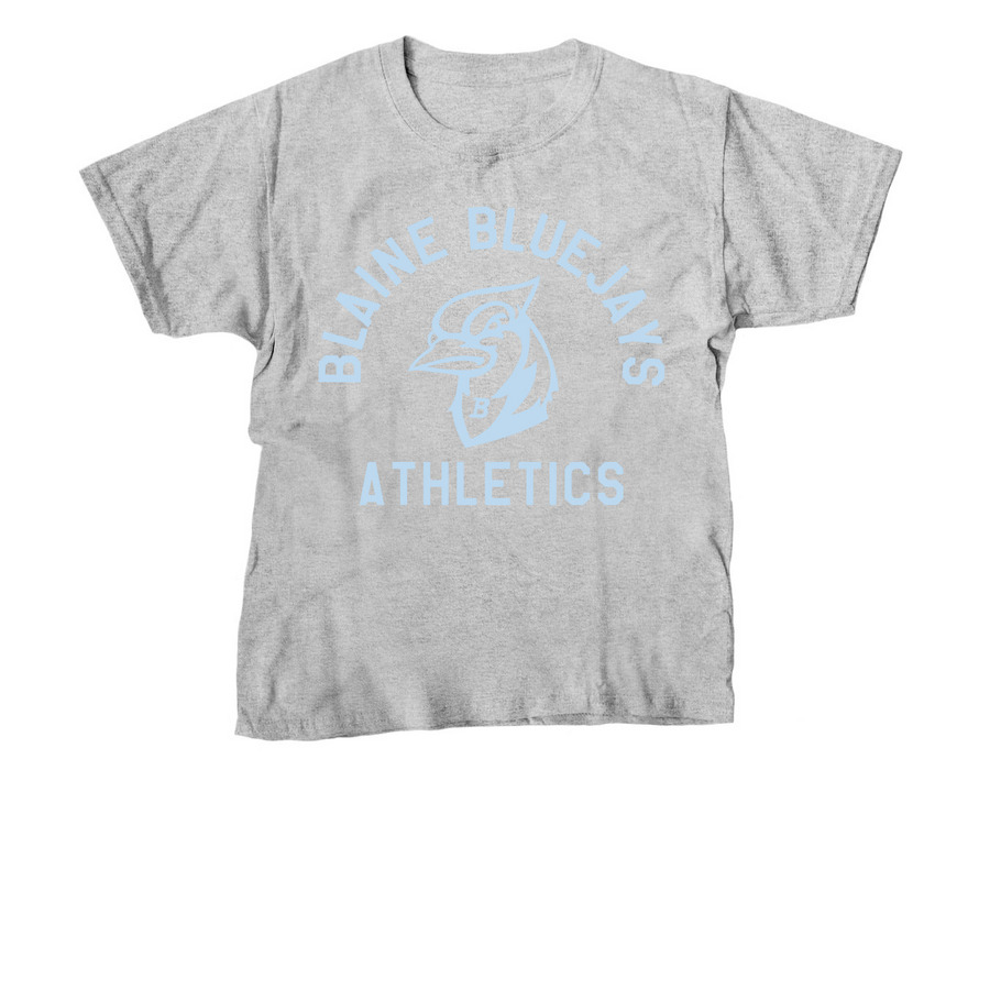 Blaine Bluejays Athletics Light Blue, a Sport Grey Youth Unisex Tee