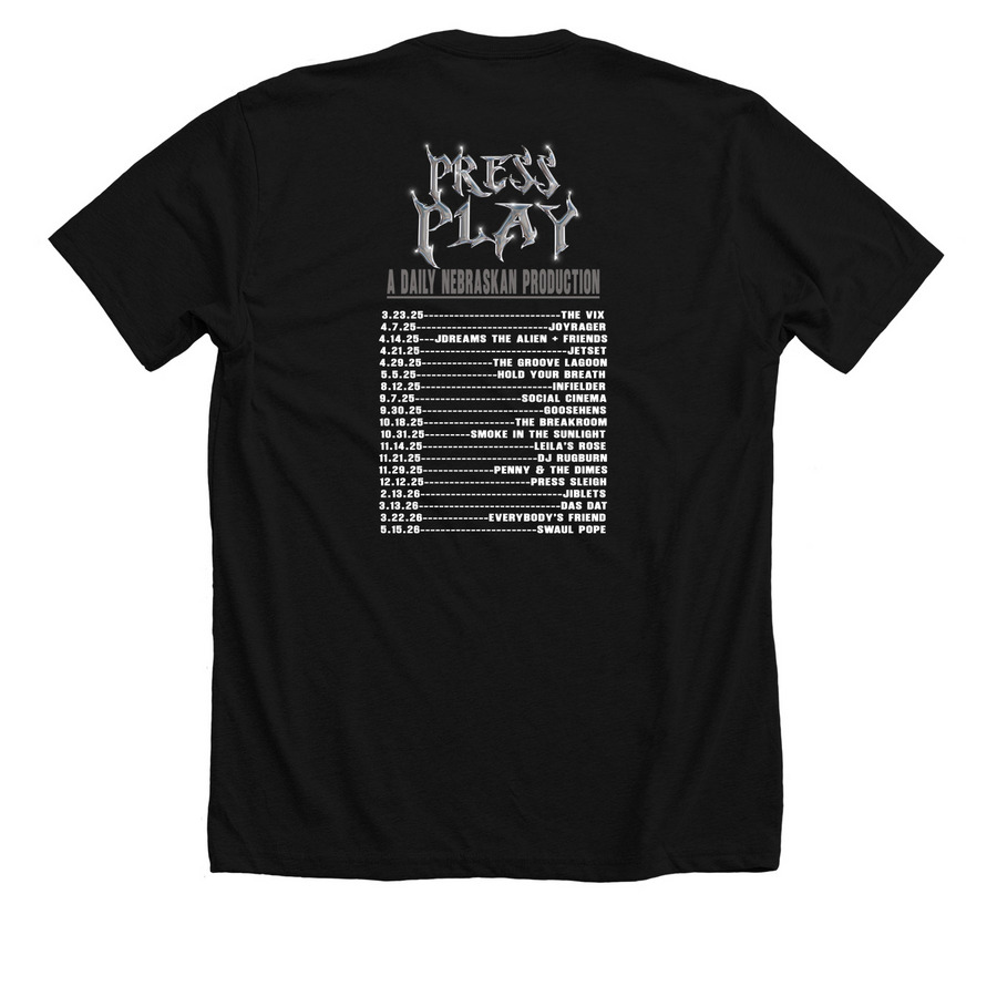 DN Press Play shirt, a Solid Black Blend Premium Unisex Tee (back-view)