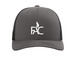 White Logo Trucker Cap, a Charcoal/ Black Printed Snapback Trucker Cap