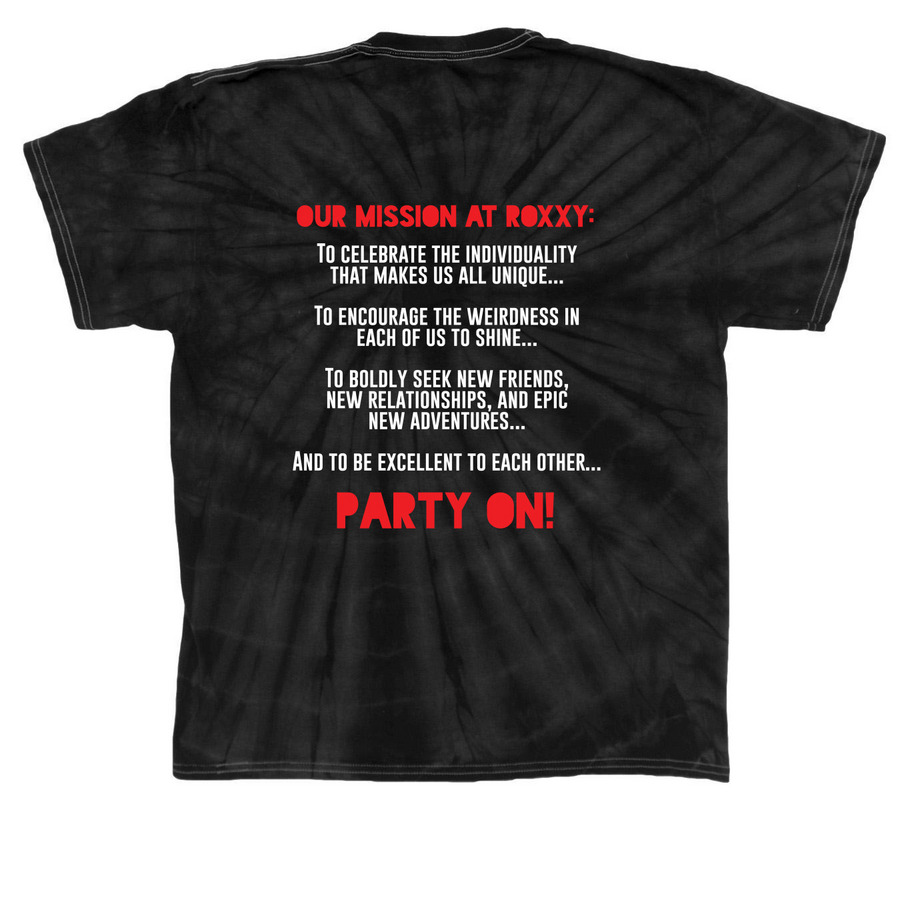 Roxxy Mission Statement Apparel, a Black Classic Tie Dye Tee (back-view)