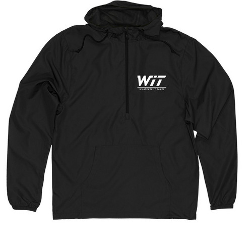 WIT, a Black Quarter-Zip Windbreaker
