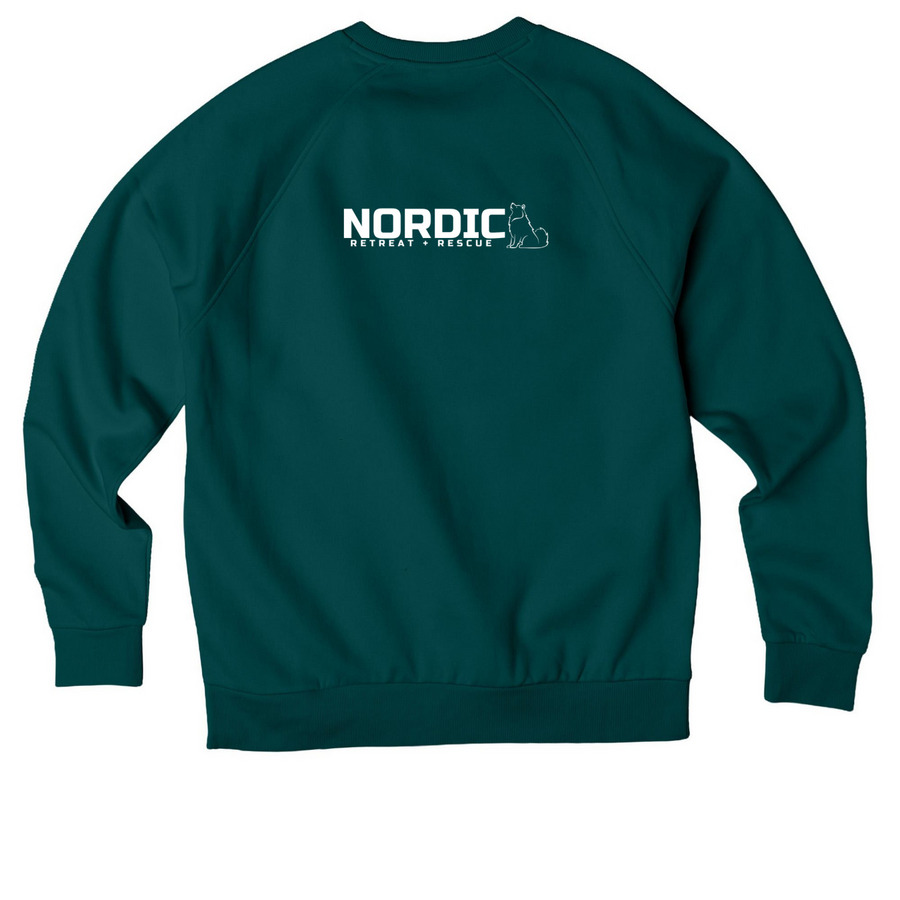 Nordic Nation Collection, a Deep Sea Green Allmade Organic CVC Crewneck Sweatshirt (back-view)