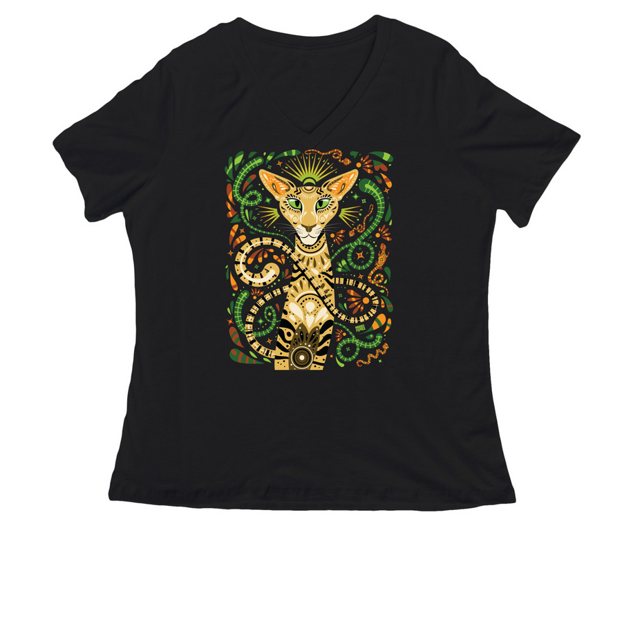 Balam by&nbsp;Mario Flores, a Black Women's Relaxed V-Neck Tee