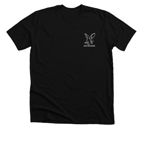 Save Bunnies LIRRG White Design, a Solid Black Blend Premium Unisex Tee