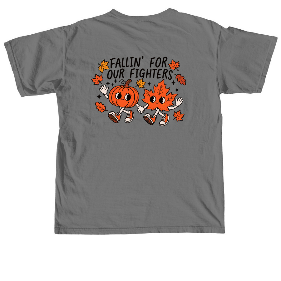 Fallin' For Our Fighters, a Grey Comfort Colors Unisex Tee (back-view)