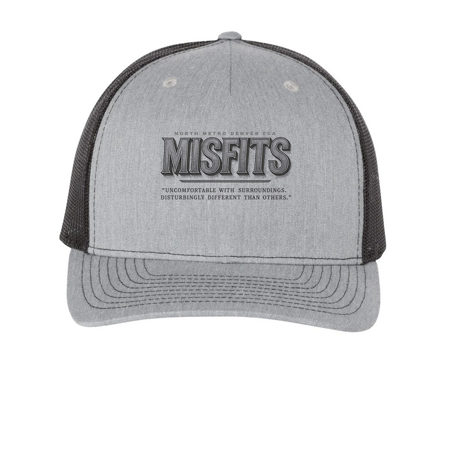 Theme Hats, a Heather Grey/ Black Printed Five-Panel Trucker Cap