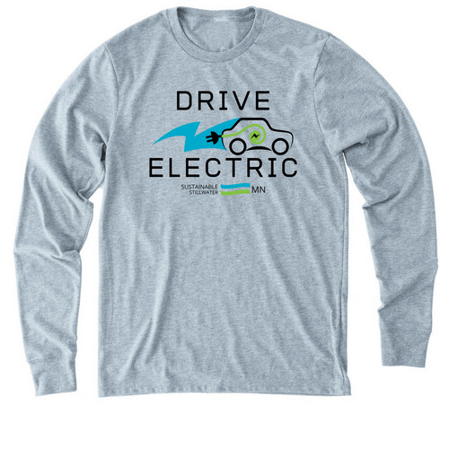 Drive Electric - Long Sleeves, a I Like You Blue Allmade Eco Triblend Long Sleeve Tee