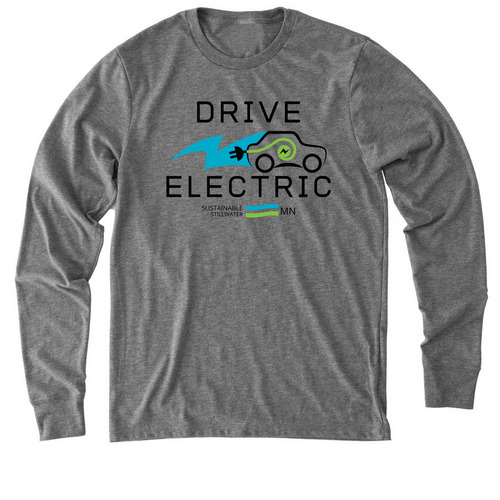 Drive Electric - Long Sleeves, a Aluminum Grey Allmade Eco Triblend Long Sleeve Tee