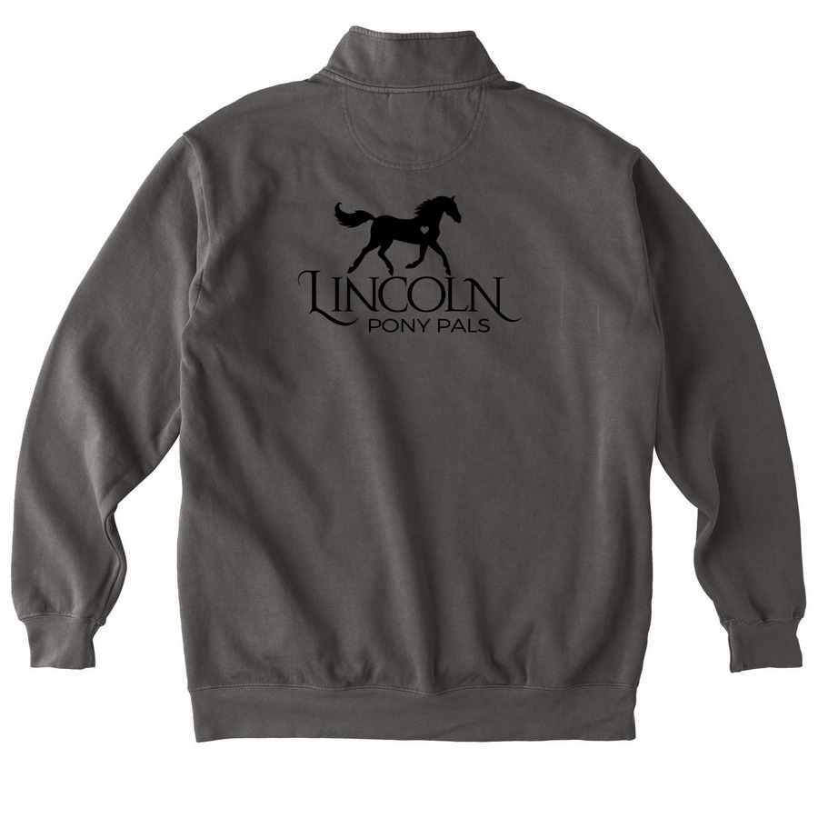Lincoln Pony Pals Summer Program&nbsp;, a Grey Comfort Colors Quarter Zip Pullover (back-view)