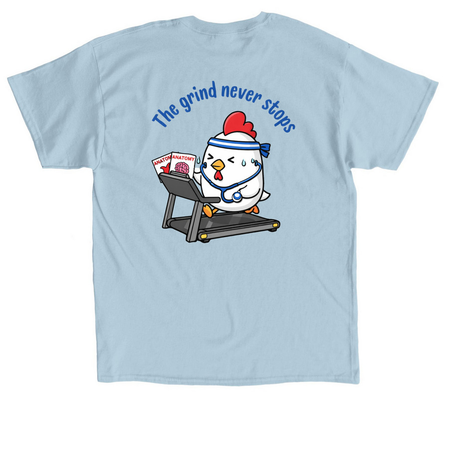 Chasing the White Coat, a Light Blue Classic Unisex Tee (back-view)